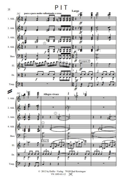 PIT Humoreske, Peter Iljitsch Tschaikowsky, Werner Heetfeld, Originalkomposition, Akkordeon-Orchester und Solo-Elektronium, Thema aus Klavierkonzert, Konzertstück, anspruchsvoll, schwer, Originalmusik, Akkordeon Noten, Demoseite
