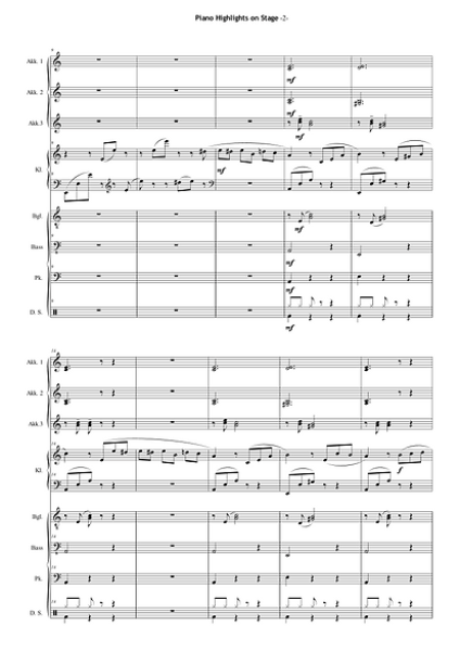 Piano Highlights on Stage, Ludwig van Beethoven, Wolfgang Amadeus Mozart, Gottfried Hummel, Medley für Klavier Solo und Akkordeon-Orchester, Solostimme, mittelschwer, Akkordeon Noten, Notenbeispiel
