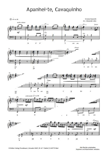 Apanhei-te, Cavaquinho, Ernesto Nazareth, Alexander Jekic, Akkordeon-Solo, Standardbass MII, Einzelausgabe, Konzert, Wettbewerb, Unterricht, virtuos, mittelschwer-schwer, Akkordeon Noten, Probeseite