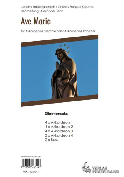 Ave Maria, Johann Sebastian Bach, Charles François Gounod, Alexander Jekic, Akkordeon-Orchester, sehr leicht-leicht, Klassiker, Kirchenkonzert, Akkordeon Noten, Stimmensatzdeckblatt