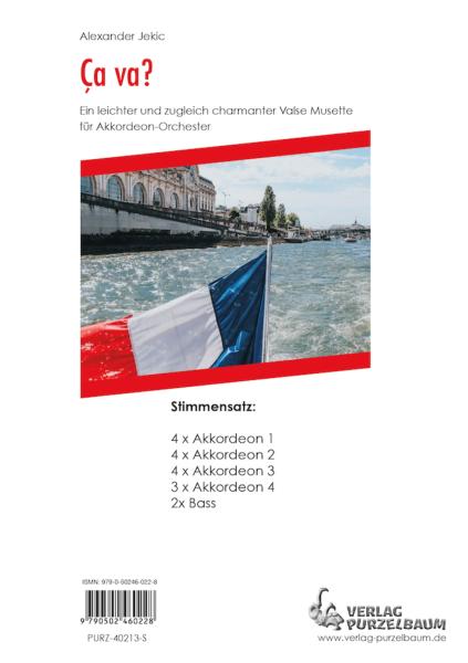 Ça va?, Alexander Jekic, Akkordeon-Orchester, Akkordeon-Schülerorchester, Akkordeon-Kinderorchester, Valse Musette, Musettewalzer, sehr leicht-leicht, Originalkomposition, Originalmusik, Akkordeon Noten, Stimmensatzdeckblatt