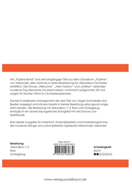 Popline Band, Alexander Jekic, Jürgen Schmieder, Akkordeon-Orchester, Kinder-Orchester, Schüler-Orchester, sehr leicht-leicht, Akkordeon Noten, Klappentext