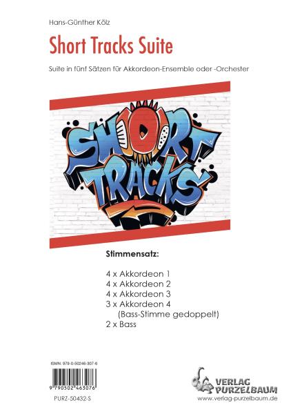 Short Tracks Suite, Hans-Günther Kölz, Akkordeon-Orchester, Akkordeon-Ensemble, kleine Besetzung, Spielgruppe, Suite in 5 Sätzen, mittelschwer, Originalkomposition, Originalmusik, Akkordeon Noten, Stimmensatzdeckblatt
