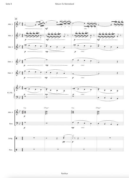Return To Värmeland, Hans-Günther Kölz, Akkordeon-Orchester, Originalkomposition, Originalmusik, schwedisches Volkslied, mittelschwer-schwer, Akkordeon Noten, Beispielseite