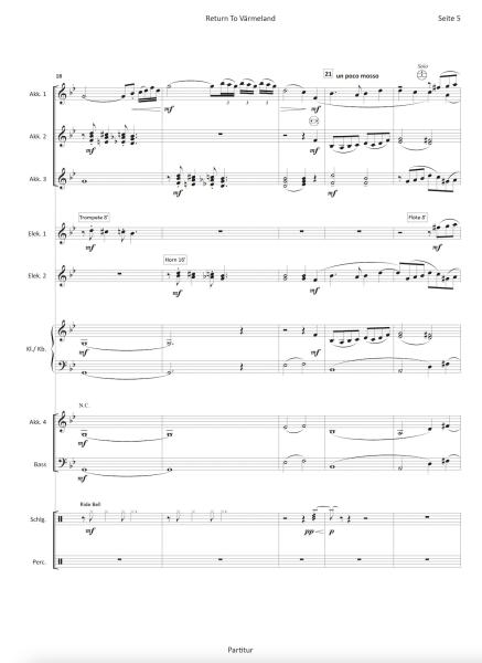 Return To Värmeland, Hans-Günther Kölz, Akkordeon-Orchester, Originalkomposition, Originalmusik, schwedisches Volkslied, mittelschwer-schwer, Akkordeon Noten, Notenbeispiel