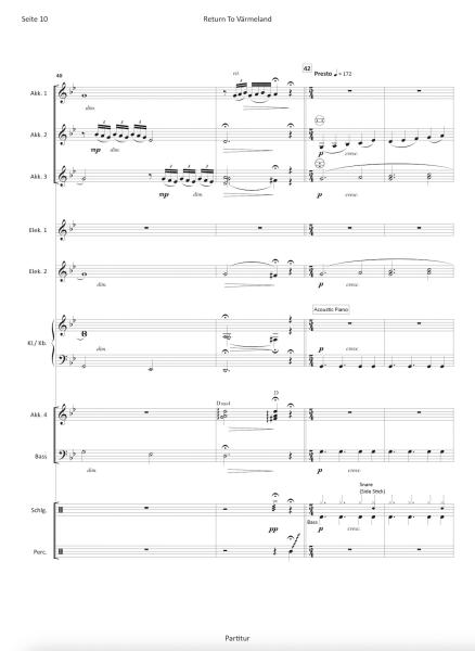 Return To Värmeland, Hans-Günther Kölz, Akkordeon-Orchester, Originalkomposition, Originalmusik, schwedisches Volkslied, mittelschwer-schwer, Akkordeon Noten, Blick in die Partitur