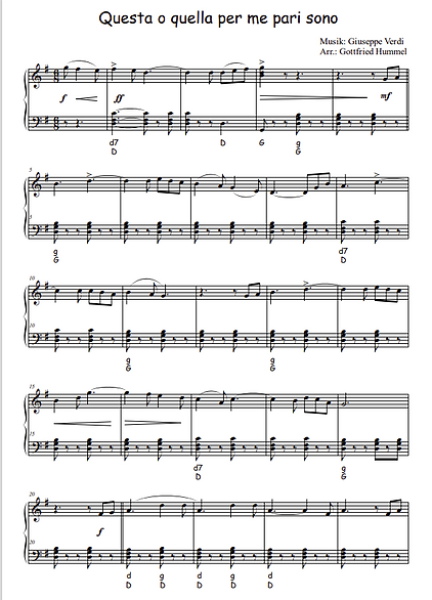 Rigoletto, Giuseppe Verdi, Gottfried Hummel, Akkordeon-Solo, Standardbass MII, Spielheft, Soloband, Oper, mittelschwer, Akkordeon Noten