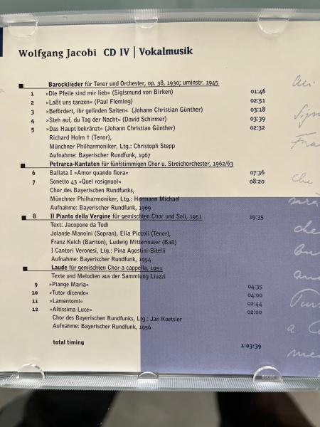 CD-Box Wolfgang Jacobi. Tonkünstler 1894 – 1972, Orchestermusik, Solowerken, Kammermusik, Vokalmusik, Blick auf den Inhalt