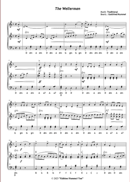 Sail Away With Mr. Wellerman & Friends, Gottfried Hummel, Melodieinstrument, Begleitung, Akkordeon, Klavier, Keyboard, Spielheft, Shantys, Seemannslieder, mittelschwer, Kammermusik Noten, Probeseite
