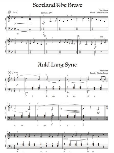 Scottish Songs, Stefan Bauer, Akkordeon Solo, Standardbass MII, ​Spielheft, Soloband, mittelschwer, Schottland, Highlands, Lowlands, Akkordeon Noten, Notenbeispiel