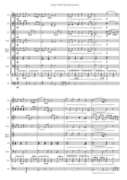 Singin' a Sweet Spring Swing, Partitur, Probeseite, Gottfried Hummel, Akkordeonorchester, jazzige Harmonien, leicht-mittelschwer, Easy-Stimme, Originalkomposition, Originalmusik, Akkordeon Noten