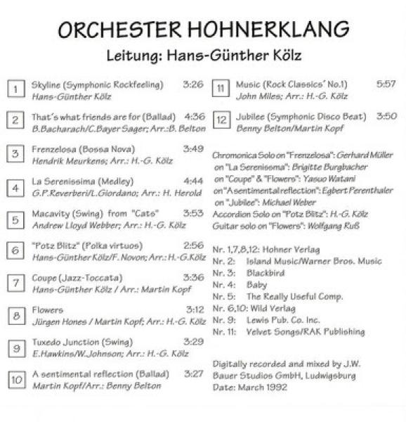 Skyline, Hans-Günther Kölz, Orchester Hohnerklang Trossingen, Bauer Studios Ludwigsburg, Label Chaos, Rock, Pop, Ballade, Bossa Nova, Medley, Swing, Polka, Jazz-Toccata, Symphonic Disco Beat