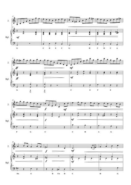 Sonatine C-Dur, Ludwig van Beethoven, Gottfried Hummel, Kammermusik-Spielheft, Melodieinstrument in C, Akkordeon, Violine, Gitarre, Begleitung, Klavier, Spielstück, leicht-mittelschwer, Kammermusik-Arrangement, Kammermusik Noten, Einblick in die Noten