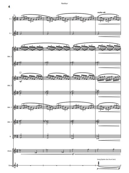 Space Rock, Ian Watson, Akkordeon-Orchester, London Accordion Orchestra, Oberstufe, schwer, Wertungsstück, Wettbewerbsliteratur, Rockmusikelemente, Originalmusik, Originalkomposition, Orchesternoten, Musiknoten, Akkordeon Noten, Beispielseite