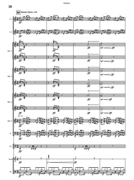 Space Rock, Ian Watson, Akkordeon-Orchester, London Accordion Orchestra, Oberstufe, schwer, Wertungsstück, Wettbewerbsliteratur, Rockmusikelemente, Originalmusik, Originalkomposition, Orchesternoten, Musiknoten, Akkordeon Noten, Einblick in die Noten