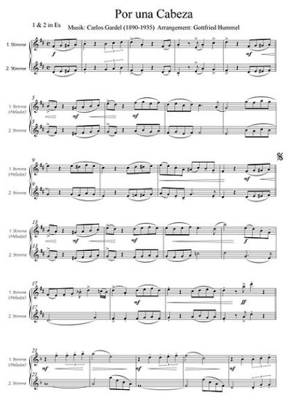 Streetlife live! Por una cabeza (Tango), Carlos Gardel, Gottfried Hummel, Kammermusik-Spielheft, 2 Melodieinstrumente (in C hoch & tief, Bb, Es, C (Bass-Schlüssel)), Begleitstimme (Akkordeon oder Klavier), Bass, Spielstück, Filmmusik, Straßenmusik, Konzer