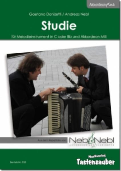 Studie, Andreas Nebl, Melodieinstrument in C oder Bb und Akkordeon, ​Melodiebass MIII, mittelschwer-schwer, Nebl & Nebl, Akkordeon Plus, Kammermusik, Klarinette, Duo, Duett, Akkordeon Noten