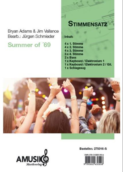 Summer of ´69, Bryan Adams, Jim Vallance, Jürgen Schmieder, Akkordeonorchester, mittelschwer, Welthit, Akkordeon Noten