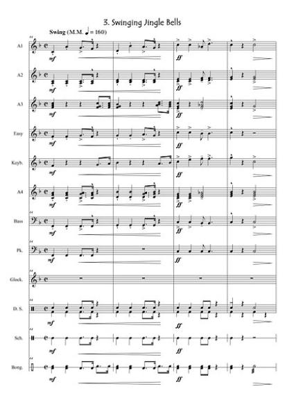 Swinging Christmas Bells, Einblick in die Noten, Gottfried Hummel, Akkordeonorchester, Weihnachtslieder, Weihnachtskonzert, leicht-mittelschwer, Easy-Stimme, Originalkomposition, Akkordeon Noten, Weihnachtsnoten