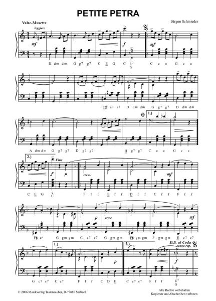 Petite Petra, Jürgen Schmieder, Akkordeon-Solo, Standardbass MII, Einzelausgabe, Valse-Musette, Musettewalzer, mittelschwer, Akkordeon Noten