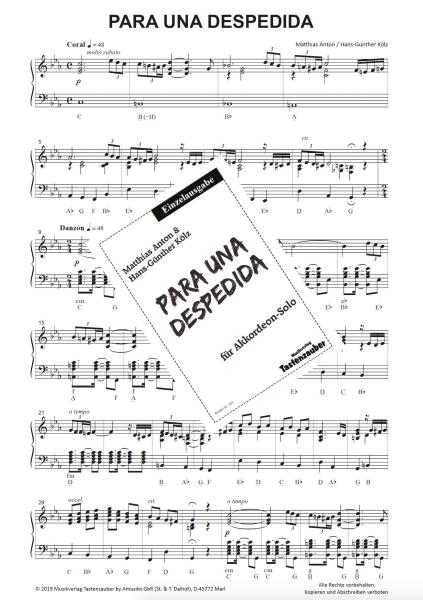 Para una despedida, Matthias Anton, Hans-Günther Kölz, Akkordeon-Solo, Standardbass MII, Einzelausgabe, mittelschwer, Akkordeon Noten