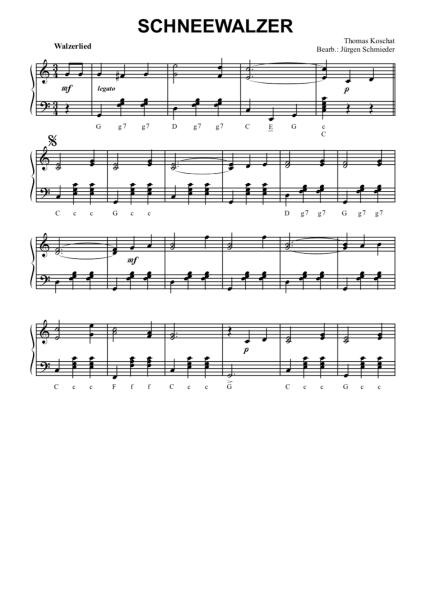 Schneewalzer (Einzelausgabe), Thomas Koschat, Jürgen Schmieder, Akkordeon-Solo, Standardbass MII, Klassiker, leicht, Akkordeon Noten