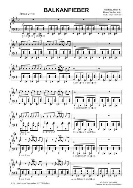 Balkanfieber, Einzelausgabe, Hans-Günther Kölz, Matthias Anton, Jürgen Schmieder, Akkordeon-Solo, Standardbass MII, mittelschwer, Akkordeon Noten