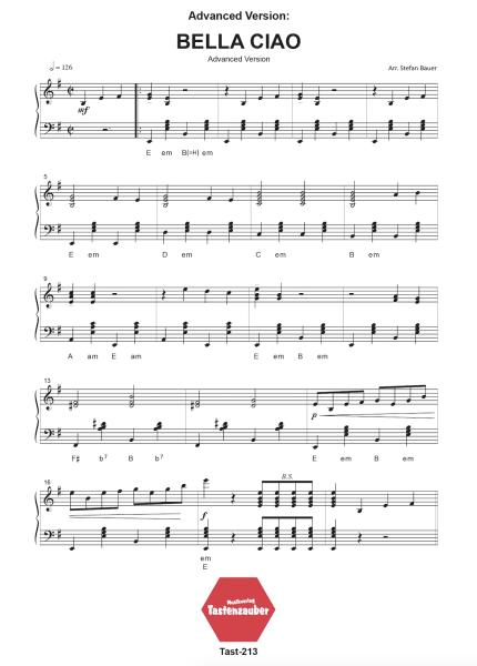 Bella Ciao, Einzelausgabe, Stefan Bauer, Akkordeon-Solo, Easy Version & Advanced Version, Sommerhit, Akkordeon Noten