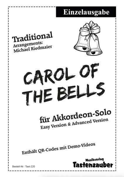 Carol Of The Bells (Einzelausgabe), Michael Riedmaier, Akkordeon-Solo, Standardbass MII, Weihnachtslied, Christmas, easy und advances Version, Akkordeon Noten