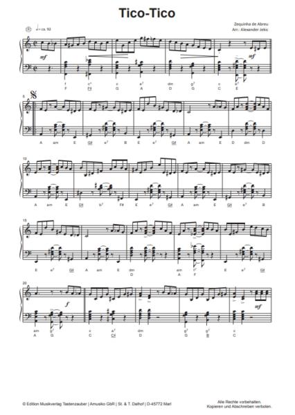 Tico-Tico, Zequinha de Abreu, Alexander Jekic, Akkordeon-Solo, Einzelausgabe, Standardbass MII, Samba, Gute-Laune-Nummer, mittelschwer-schwer, Akkordeon Noten, Probeseite