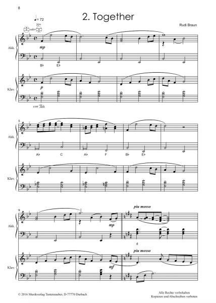 Acoustic Flirt, Rudi Braun, Akkordeon plus, Kammermusik, Akkordeon, Standardbass MII, Klavier, Suite in 3 Sätzen, mittelschwer, Musiknoten, Akkordeon Noten