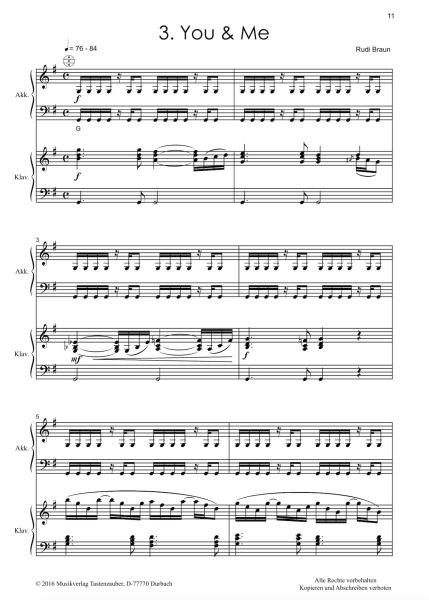 Acoustic Flirt, Rudi Braun, Akkordeon plus, Kammermusik, Akkordeon, Standardbass MII, Klavier, Suite in 3 Sätzen, mittelschwer, Musiknoten, Akkordeon Noten