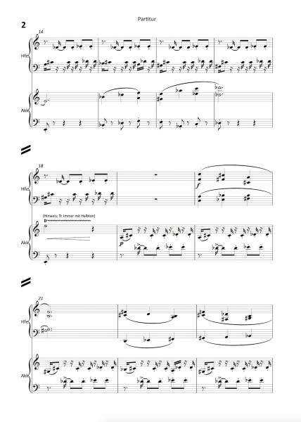 Die Spinne sitzt im Netz und ..., Stefan Hippe, Harfe und Akkordeon, Melodiebass MIII, schwer, Wertungsstück, Wettbewerb, Wettbewerbsliteratur, Duo, Duett, Kammermusik, Akkordeon Noten