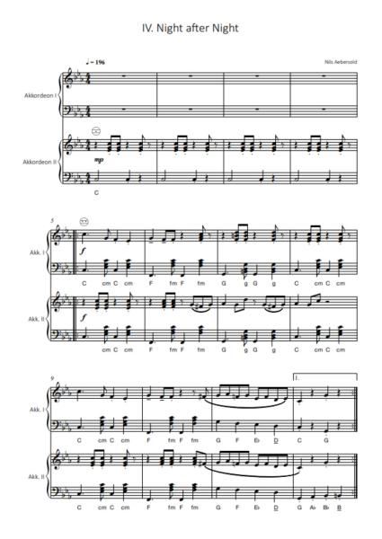 Travel Moments, Nils Aebersold, Akkordeon-Duo, Duett, Suite in 4 Sätzen, mittelschwer, gemeinsam musizieren, Akkordeon Noten, Probeseite