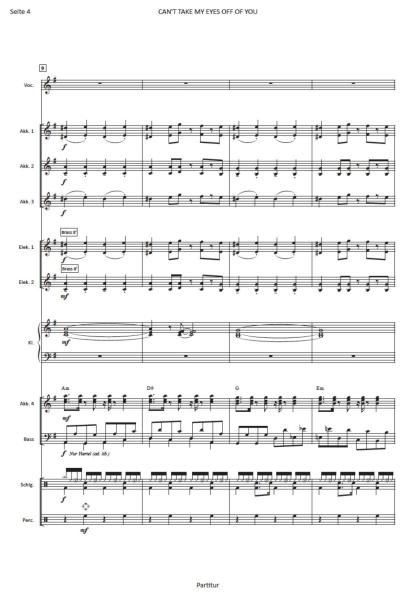 Can't Take My Eyes Off Of You, Bob Crewe, Bob Gaudio, Hans-Günther Kölz, Akkordeon-Orchester, Popmusik-Klassiker, Coverversion, Soundtrack, Filmmusik, Hochzeitstanz, mittelschwer, Akkordeon Noten