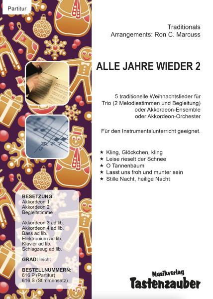 Alle Jahre wieder 2, Ron C. Marcuss, flexible Besetzung, Trio, Akkordeon-Ensemble, Akkordeon-Orchester, traditionelle Weihnachtslieder, Christmas, leicht, Weihnachtsnoten, Akkordeon Noten, Cover