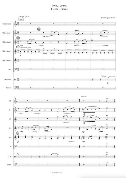 Horoskope, Helmut Quakernack, Akkordeon-Orchester, Akkordeon-Ensemble, Sternzeichen, 12 musikalische Miniaturen, mittelschwer-schwer, Akkordeon Noten, Probeseite