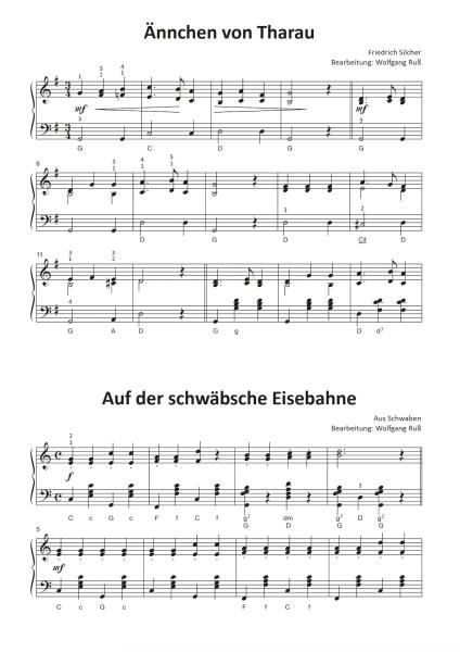 Einfach schöne Volkslieder, Wolfgang Ruß, Akkordeon-Solo, Standardbass MII, Spielheft, Soloband, leicht, Akkordeon Noten, Beispielseite