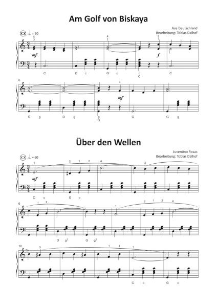 Einfach schöne Seemannslieder, Tobias Dalhof, Akkordeon-Solo, Standardbass MII, Spielheft, Soloband, Shantys, Nordsee, Küste, Vorspiel, Konzert, Akkordeonunterricht, leicht, Anfänger, Wiedereinsteiger, Akkordeon Noten, Beispielseite
