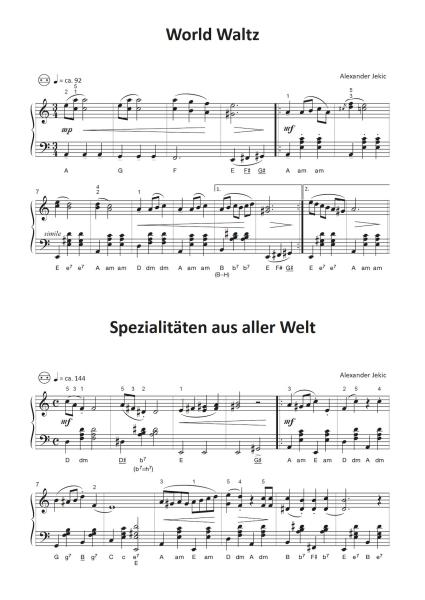 Einfach schöne Weltmusik, Alexander Jekic, Akkordeon-Solo, Standardbass MII, Spielheft, Soloband, Vorspiel, Konzert, Akkordeonunterricht, World Music, leicht, Anfänger, Wiedereinsteiger,inkl. Online-Audio, Akkordeon Noten, Blick in die Noten