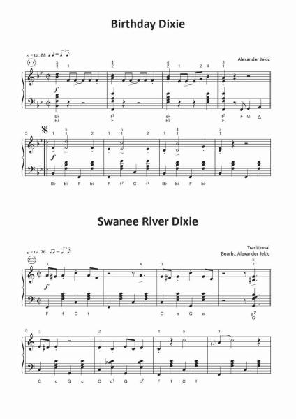 Einfach schöne Dixies, Alexander Jekic, Akkordeon-Solo, Standardbass MII, Spielheft, Soloband, Vorspiel, Konzert, Akkordeonunterricht, Dixieland, New-Orleans-Jazz, leicht, Anfänger, Wiedereinsteiger, inkl. Online-Audio, Akkordeon Noten, Notenbeispiel