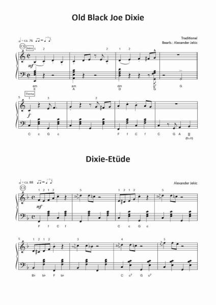 Einfach schöne Dixies, Alexander Jekic, Akkordeon-Solo, Standardbass MII, Spielheft, Soloband, Vorspiel, Konzert, Akkordeonunterricht, Dixieland, New-Orleans-Jazz, leicht, Anfänger, Wiedereinsteiger, inkl. Online-Audio, Akkordeon Noten, Probeseite