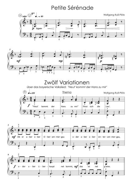 Kontraste, Wolfgang Ruß, Akkordeon-Solo, Standardbass, MII, Mittelstufe, Oberstufe, Akkordeon Noten, Tango, Variationen, Volkslied