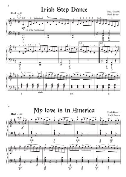 Irish Songs 2, Rudi Braun, Akkordeon Solo, Standardbass MII, ​mittel-schwer, Irland, Akkordeon Noten