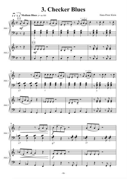 Checkpoint, Hans-Peter Klein, Suite für Akkordeon Duo, Standardbass MII, leicht-mittelschwer, Mittelstufe, Wertungsstück, Wettbewerb, Wettbewerbsliteratur, Akkordeon Noten