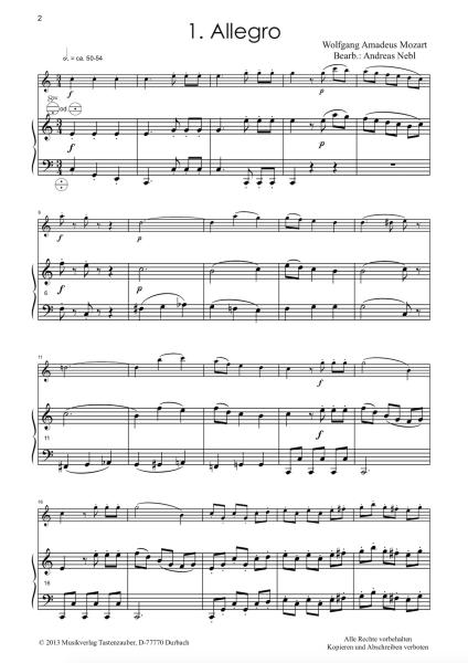 Divertimento 1, Wolfgang Amadeus Mozart, Andreas Nebl, Suite in 5 Sätzen Melodieinstrument in C oder Bb und Akkordeon Melodiebass MIII, mittelschwer, Wertungsstück, Wettbewerb, Wettbewerbsliteratur Nebl & Nebl, Akkordeon Plus, Kammermusik, Akkordeon Noten
