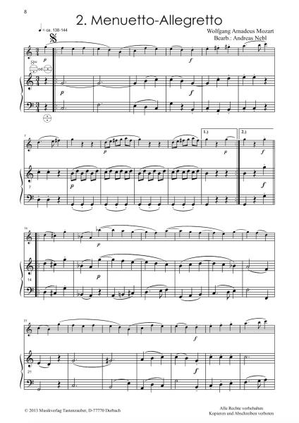 Divertimento 1, Wolfgang Amadeus Mozart, Andreas Nebl, Suite in 5 Sätzen Melodieinstrument in C oder Bb und Akkordeon Melodiebass MIII, mittelschwer, Wertungsstück, Wettbewerb, Wettbewerbsliteratur Nebl & Nebl, Akkordeon Plus, Kammermusik, Akkordeon Noten