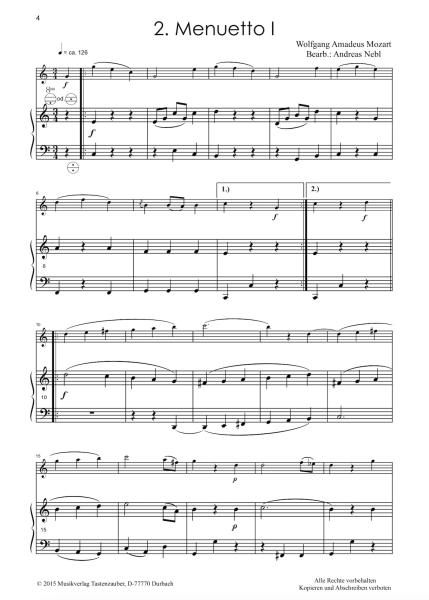 Divertimento 2, Wolfgang Amadeus Mozart, Andreas Nebl, Suite in 5 Sätzen Melodieinstrument in C oder Bb und Akkordeon Melodiebass MIII, mittelschwer, Wertungsstück, Wettbewerb, Wettbewerbsliteratur Nebl & Nebl, Akkordeon Plus, Kammermusik, Akkordeon Noten