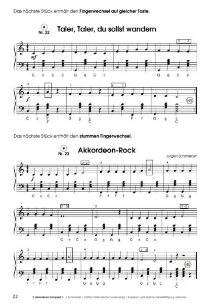 Akkordeon kompakt Band 1, Jürgen Schmieder, Akkordeonschule mit Online-Audio, Schulwerk, Lehrwerk, Schmiederschule, Akkordeon-Solo, Akkordeon Noten, Anfänger, Unterricht, Akkordeonunterricht, Beispielseite