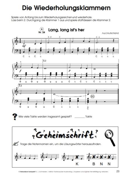 Akkordeon kompakt Band 1, Jürgen Schmieder, Akkordeonschule mit Online-Audio, Schulwerk, Lehrwerk, Schmiederschule, Akkordeon-Solo, Akkordeon Noten, Anfänger, Unterricht, Akkordeonunterricht, Blick ins Heft